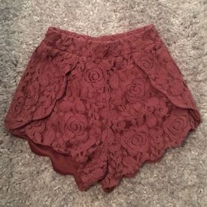 Pink lace shorts